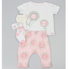 D12815: Baby Girls Daisy 4 Piece Outfit (0-6 Months)